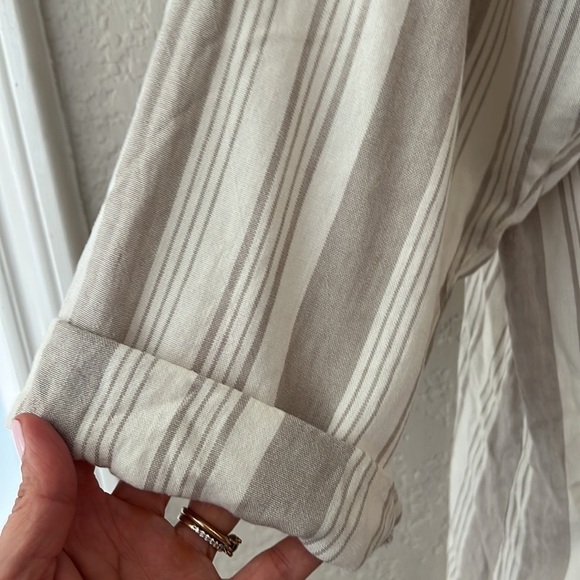 Torrid Linen Blazer. Beachy Sandy/ Natural Color Stripes. Size 5X - Picture 5 of 9